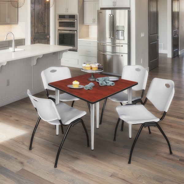 Regency Kahlo Square Table & Chair Sets, 48 W, 48 L, 29 H, Wood, Metal, Plastic Top, Cherry TPL4848CHCM47GY - main